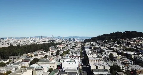 SF Skyline from Haight st. Stock Footage