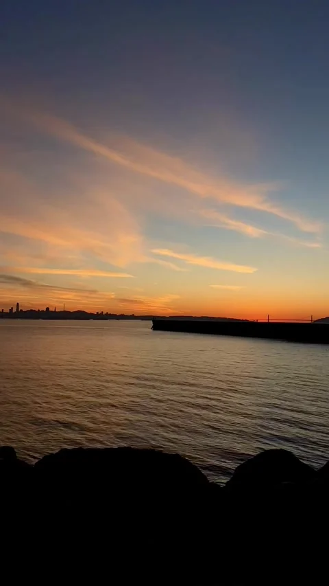 SF Skyline Sunset from Berkeley Stock Footage 305511458