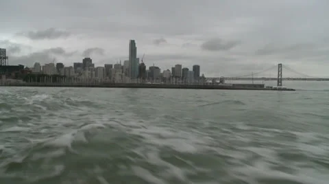 SF SLOW MOTION TRACKING SHOT OF SAN FRANCISCO FROM A BOAT HD 1080 HIGH DEFINITIO Stock Footage 25208189