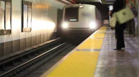 SF Subway Train Arriving Stock Footage 32116435