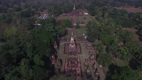 SFF Drone Wat Chedi Chet Thaeo Sukhothai Historical Park Sukhothai 12112017 Stock Footage 331589684