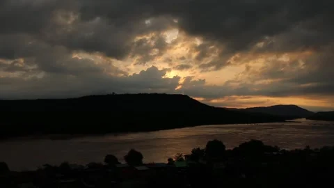 SFF Sunset at Khong Chiam Ubon Ratchathani 07102017 008 MVI 4481 Stock Footage 343884070
