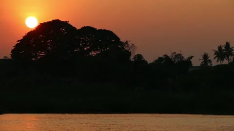 SFF Sunset at Ping river Kamphaeng Phet 12102017 010 MVI 3585 Stock Footage 323511645