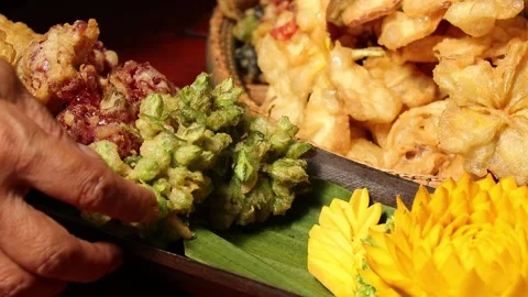 SFF Thai deep fried flowers Bangkok 11242562 020 MVI 6875 Stock Footage 340418121