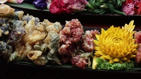 SFF Thai deep fried flowers Bangkok 11242562 020 MVI 6889 Stock Footage 340418154