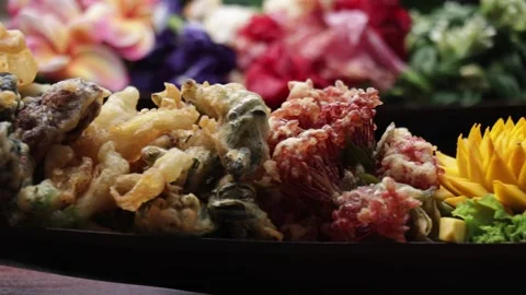 SFF Thai deep fried flowers Bangkok 11242562 020 MVI 6897 Stock Footage 340418178