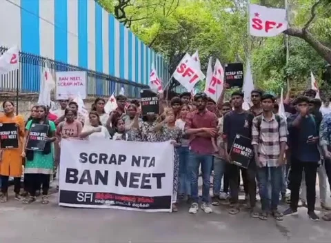 SFI Students Protest Against NEET and NTA in Chennai h Stock Footage 335633899