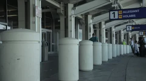 SFO San Francisco Airport Curbside Security Guard Stock Footage