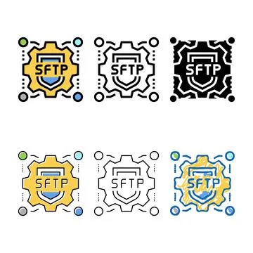 Sftp label color icon vector styleset sign Stock Illustration