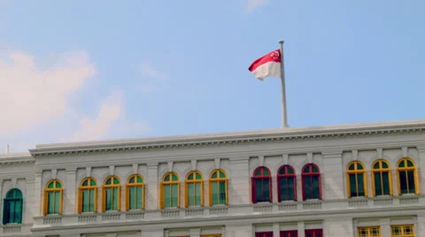 SG Flag billowing in wind Stock Footage 46951079