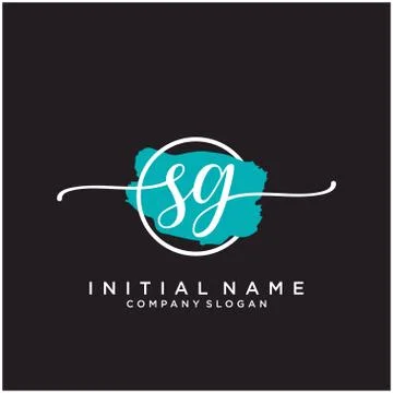 SG Initial handwriting logo design with brush circle Stock Illustration