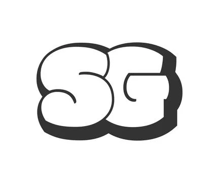 SG logo, bubble comic lettering, rounded in graffiti style black and white .. Stock Illustration