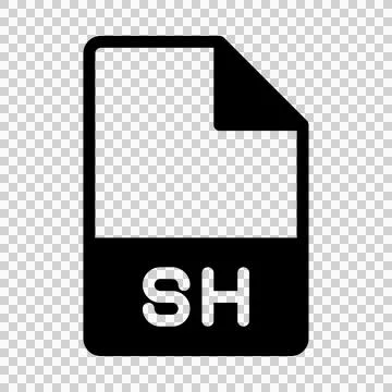 Sh file type icon. document files and folder format symbol icons, in solid .. Stock Illustration