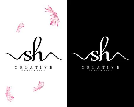 Sh, hs creative script font letter logo design template vector Illustrazione stock