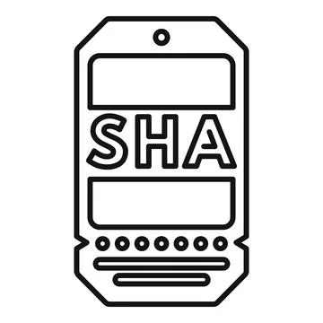 Sha algorithm hashing secure data encryption tag outline icon Stock Illustration