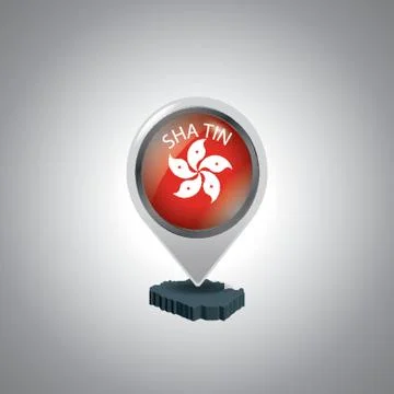 Sha Tin Map With Map Pointer Illustrazione stock