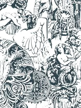 Shabby abstract damask seamless vector victorian pattern wallpapper 스톡 일러스트