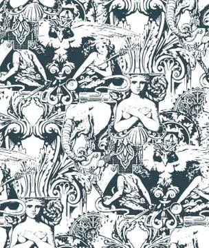 Shabby abstract damask seamless vector victorian pattern wallpapper Stock Illustration