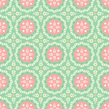Shabby chic ornament. Seamless pattern with abstract flowers on pink background Stock Illustration