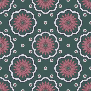 Shabby chic ornament. Seamless pattern with abstract flowers on pink background Stock Illustration