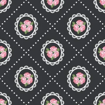 Shabby chic rose seamless pattern background 스톡 일러스트