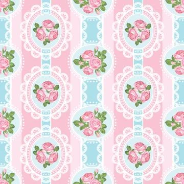 Shabby chic rose seamless pattern on pink background Stock Illustration