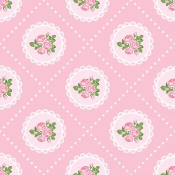 Shabby chic rose seamless pattern background Stock Illustration