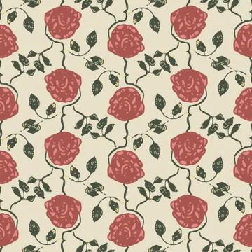 Shabby chic roses seamless vector pattern Stock Illustration