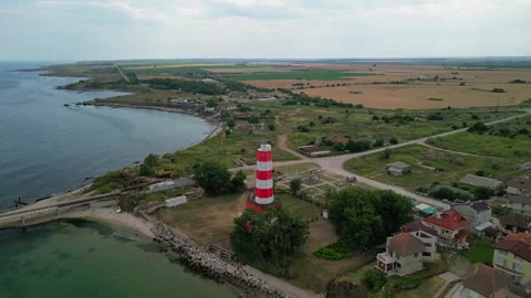 Shabla Light house. The oldest lighthouse on the Bulgarian Black Sea Stock Footage 256037288