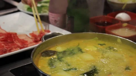 Shabu Shabu - Fresh Beef 스톡 동영상 58384378