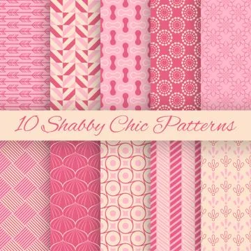 Shaby chic vector seamless patterns Illustrazione stock