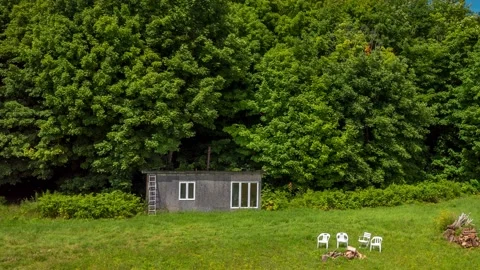 Shack hyper lapse from drone Video stock 158098749