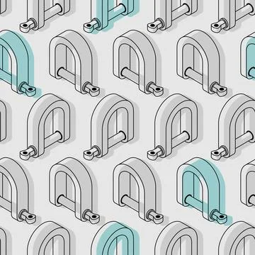 Shackle is rigging bracket pattern seamless. connecting element background. Stock Illustration