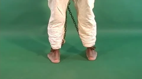 Shackled slave struggles for freedom Stock Footage 10898969