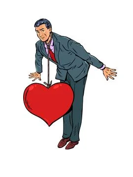 The shackles of romantic relationships. Reaching down because of love problems Stock Illustration