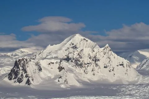 Shackleton mountain in the mountain range on the antarctic peninsula Stock Photos
