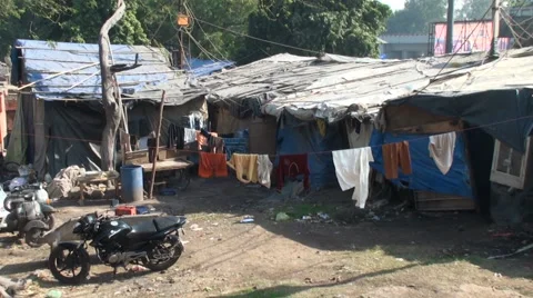 Shacks of the poor gypsies Stock Footage 68312179