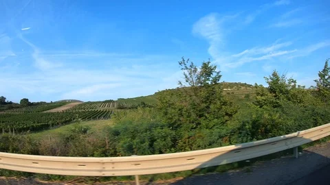 Shade of bicycle rack on car top during driving by highway Stock Footage 116610185
