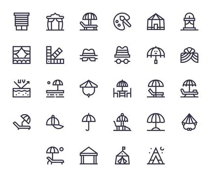 Shade Comprehensive Vector Bundle with 28 Detail Enhanced Bold Line 64x64 Ico Stock Illustration