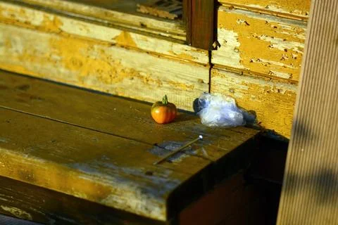 Shade of grass on the step Foto stock