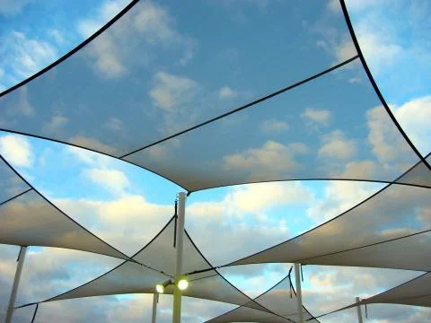 Shade sails and lights Foto stock