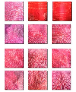 Shades of red.Vector set of pixel patterns Stock Illustration