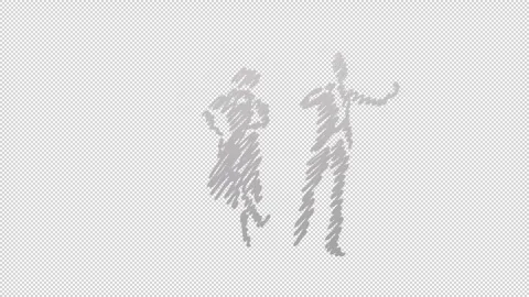 Shading of a Hand drawn Dancing Couple with transparent (alpha) background Stock Footage 249590560