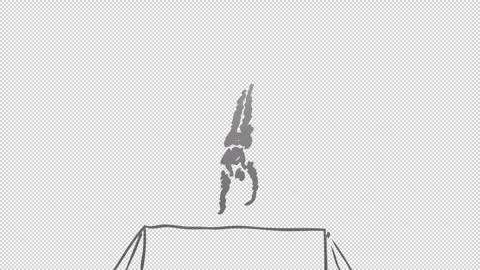 Shading of A hand drawn man doing Gymnastic on transparent (alpha) background Stock Footage 249619626