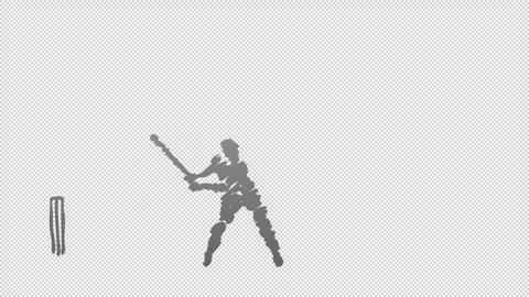 Shading of A hand drawn man playing cricket on transparent background Stock Footage 249591081