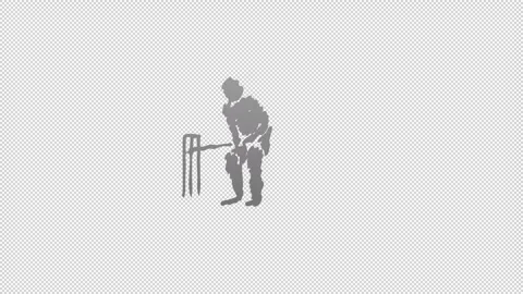 Shading of A hand drawn man playing cricket on transparent (alpha) background Stock Footage 249591171
