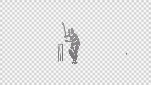 Shading of A hand drawn man playing cricket with transparent (alpha) backgrou Vídeos de archivo 249591251