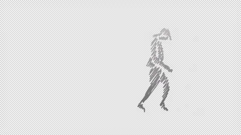 Shading of Hand drawn Moon Walking man with transparent (alpha) background Stock Footage 249618445