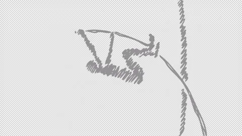 Shading of Hand drawn Pole Vaulting person with transparent (alpha) backgroun Stock Footage 249618325