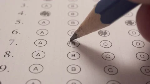 Shading With Pencil The Chosen Correct Answer In Multiple Choice Exam. Stock Footage 172287768